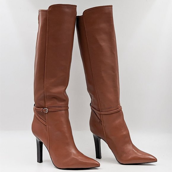 Reiss Women Caitlin Brown Leather Dress Office Tall Boots size 10.5.US EUR 41